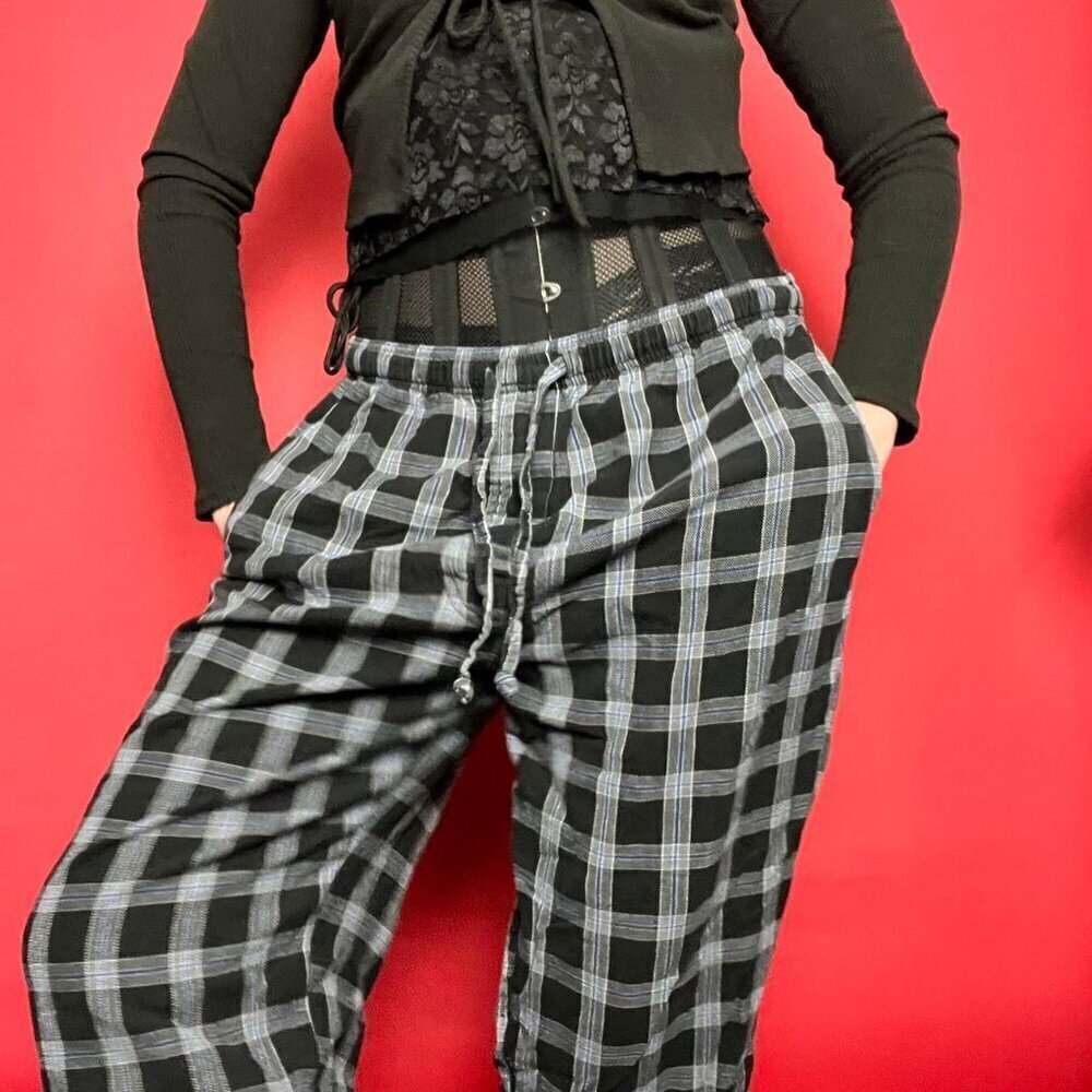 Full length plaid tartan pyjama pants 💙🩶​​​​​​​